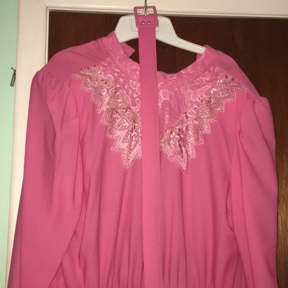 Worn Once Pink Chiffon Midi Dress with 3/4 Sleeve